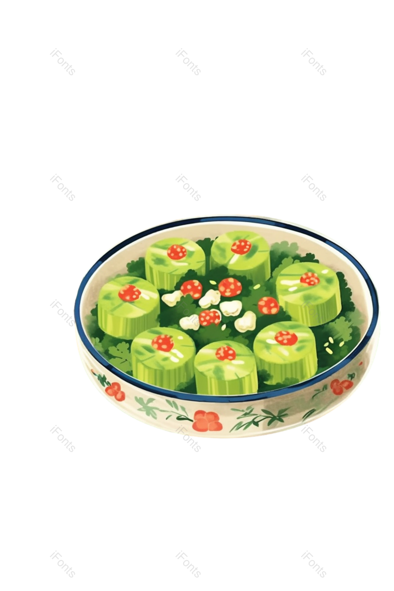 传统图片,插画元素,盘子PNG,美食免抠素材